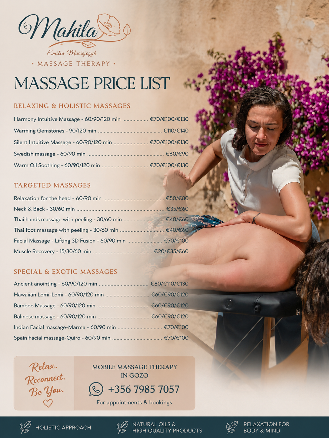 massage pricing gozo